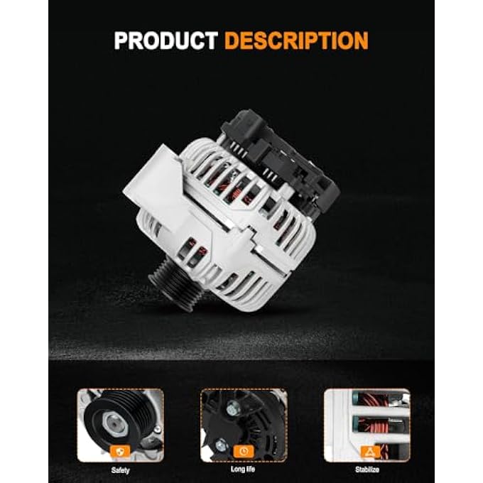 ASAPE New 13884 23096 Alternator 120 Amp Fit for 2001-2005 for Mercedes-Benz C320 C240, 2002-2004 for Mercedes-Benz C32 AMG SLK32 AMG, 2003-2005 for Mercedes-Benz CLK320 ML350 - Image 4