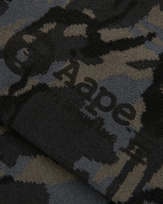AAPE Moonface logo camo socks