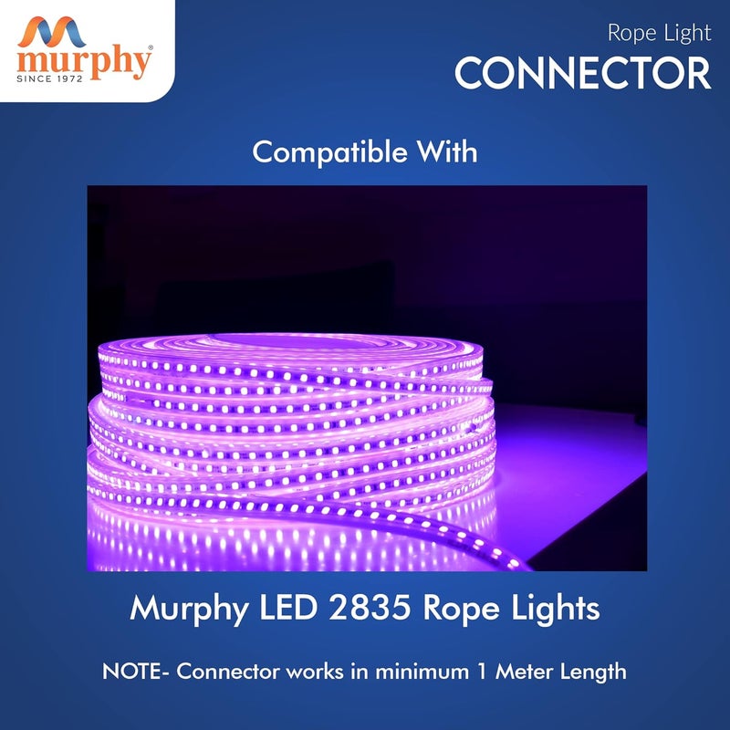MURPHY 220V AC PIN Connector/Adaptor/Cable for LED (SMD 2835-120 LED/Mtr.) Rope Light (Pack of 4), White - Image 5