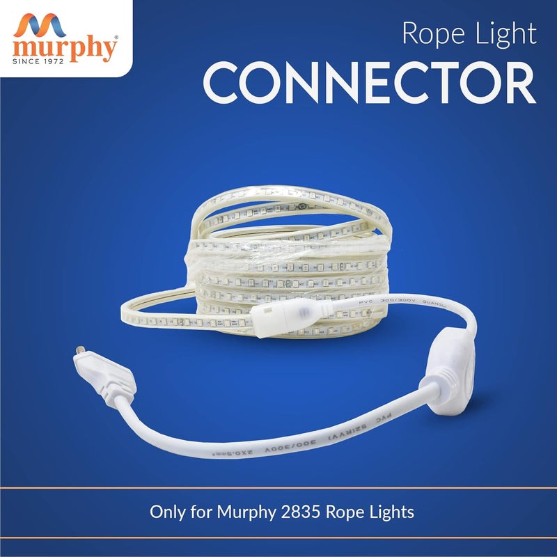 MURPHY 220V AC PIN Connector/Adaptor/Cable for LED (SMD 2835-120 LED/Mtr.) Rope Light (Pack of 4), White - Image 3