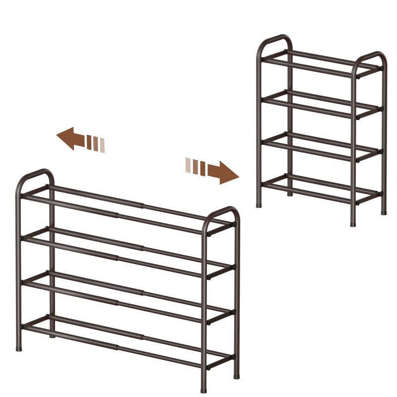 Gonfoam 4Tier Expandable Shoe RackAdjustable Shoe Shelf Storage Organizer Heavy Duty Metal Free Standing Shoe Rack for Entryway Closet Doorway Bronze