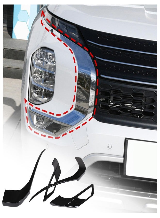Sekhyna Front Side Grille Cover Frame Trim Kits Compatible with Mitsubishi Outlander 2023 2024 ABS 4PCS,Black Front Bumper Left and Right Chrome Trim Molding Strip Accessories (Glossy Black) - Image 1