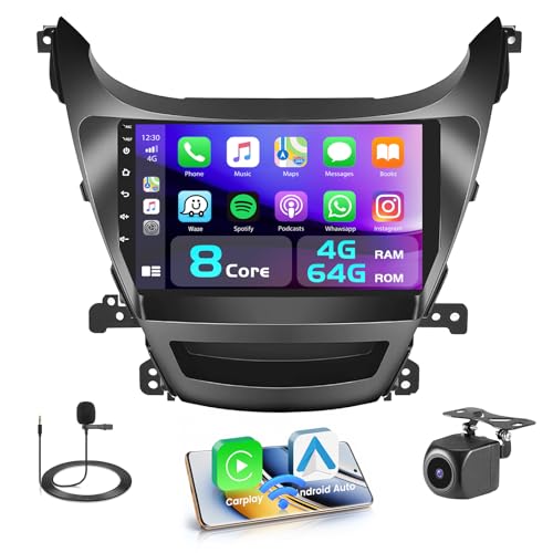 Roinvou [8 Core 4+64G] Car Radio for Hyundai Elantra 2014-2016, 9" HD Touchscreen for Elantra Car Stereo Wireless CarPlay Android Auto, Bluetooth 5.0, 32EQ, 1280 * 720, GPS Navigation, Backup Camera - Image 1