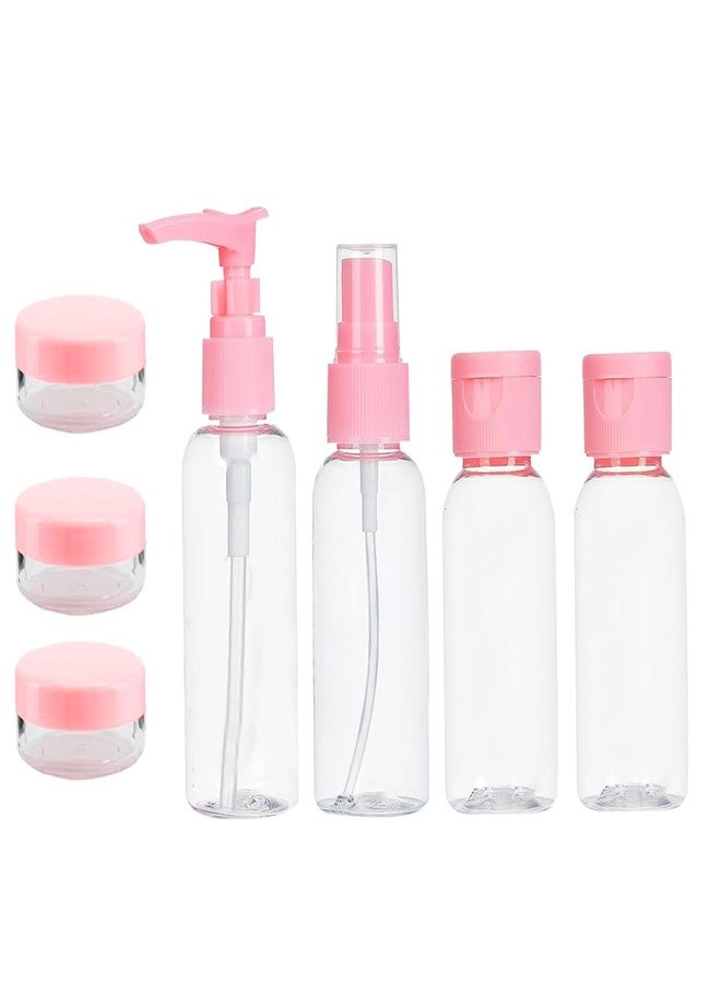 DORPUT Travel Bottles Set (7 pcs) - Refillable Mini Toiletry Containers with Pouch for Shampoo, Lotion, Cream - Leakproof Travel Kit (Random Colors) - Image 1