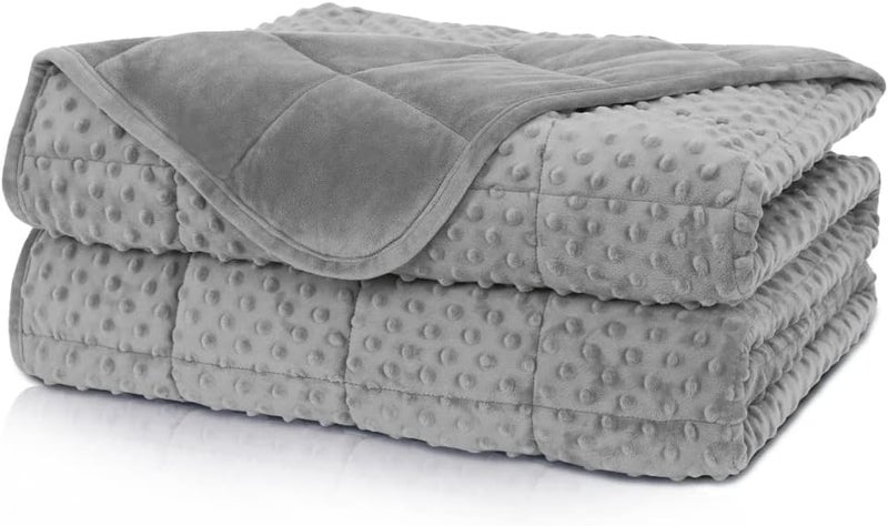 Huloo Sleep هولو سليب ويتيد بلانكيت كوين ( Weighted Blanket Queen)، وزن 20 رطل، للبالغين (مقاس 60" × 80")، لون رمادي، بلانكيت ناعم وقابل للتنفس من نوع مينكي، مناسب لجميع الفصول، بلانكيت ثقيل مزود بخرز زجاجي عالي الجودة. - Image 1