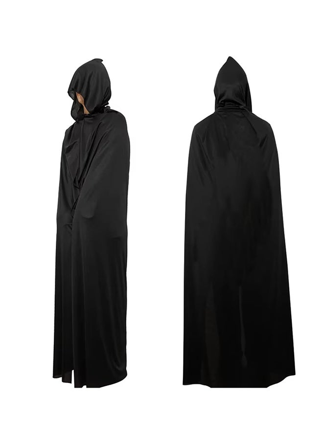 Brain Giggles BrainGiggles Unisex Black Death Hooded Cape Halloween Costume, Vampire, Carnival, and Theme Party Attire for Kids & Adults (Large) - Image 1