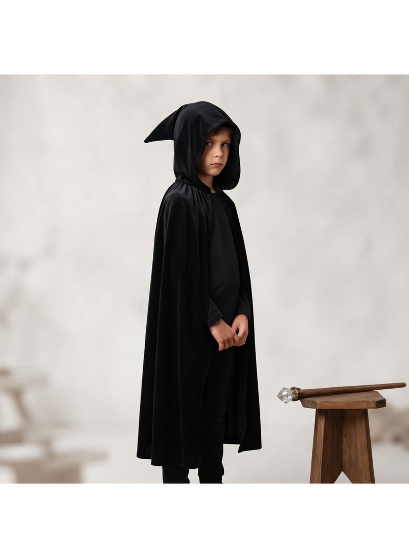 Brain Giggles BrainGiggles Unisex Black Death Hooded Cape Halloween Costume, Vampire, Carnival, and Theme Party Attire for Kids & Adults (Large) - Image 3
