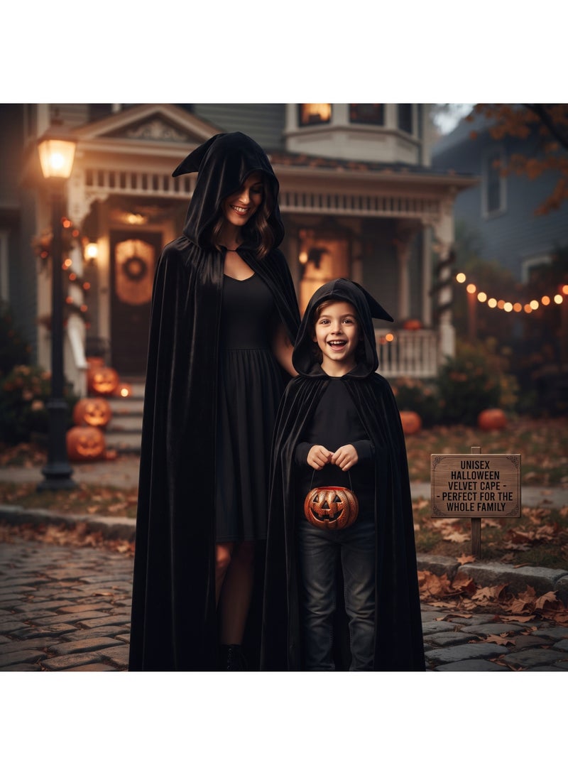 Brain Giggles BrainGiggles Unisex Black Death Hooded Cape Halloween Costume, Vampire, Carnival, and Theme Party Attire for Kids & Adults (Large) - Image 5
