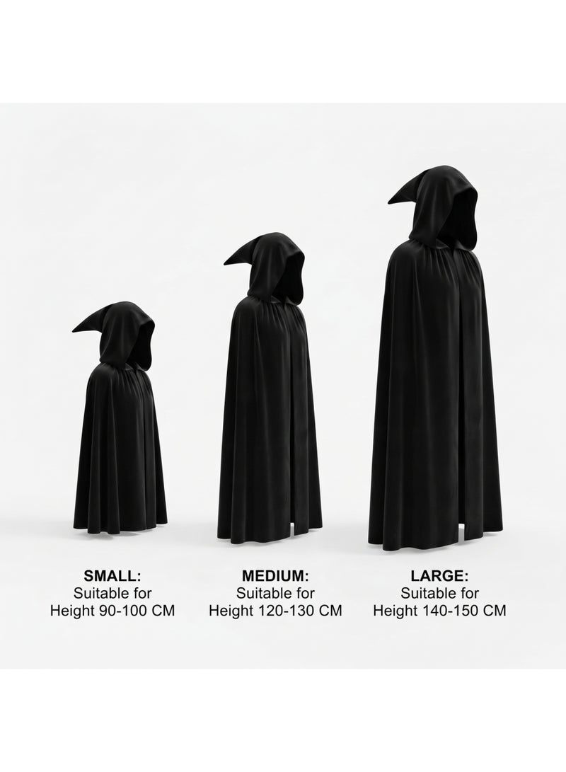 Brain Giggles BrainGiggles Unisex Black Death Hooded Cape Halloween Costume, Vampire, Carnival, and Theme Party Attire for Kids & Adults (Large) - Image 4