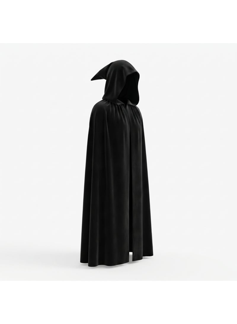 Brain Giggles BrainGiggles Unisex Black Death Hooded Cape Halloween Costume, Vampire, Carnival, and Theme Party Attire for Kids & Adults (Large) - Image 2