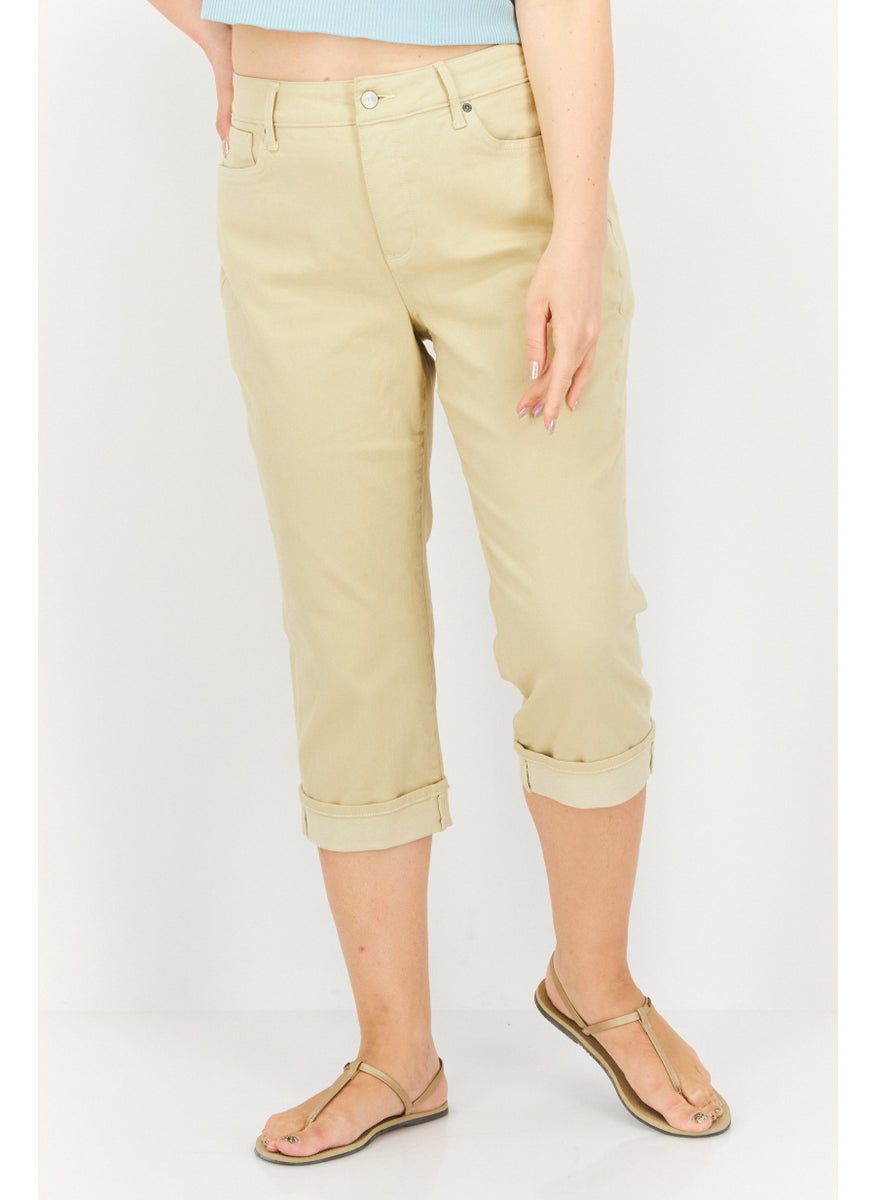 NYDJ - Women Straight Fit Wide Leg Casual Pants, Khaki - Image 1