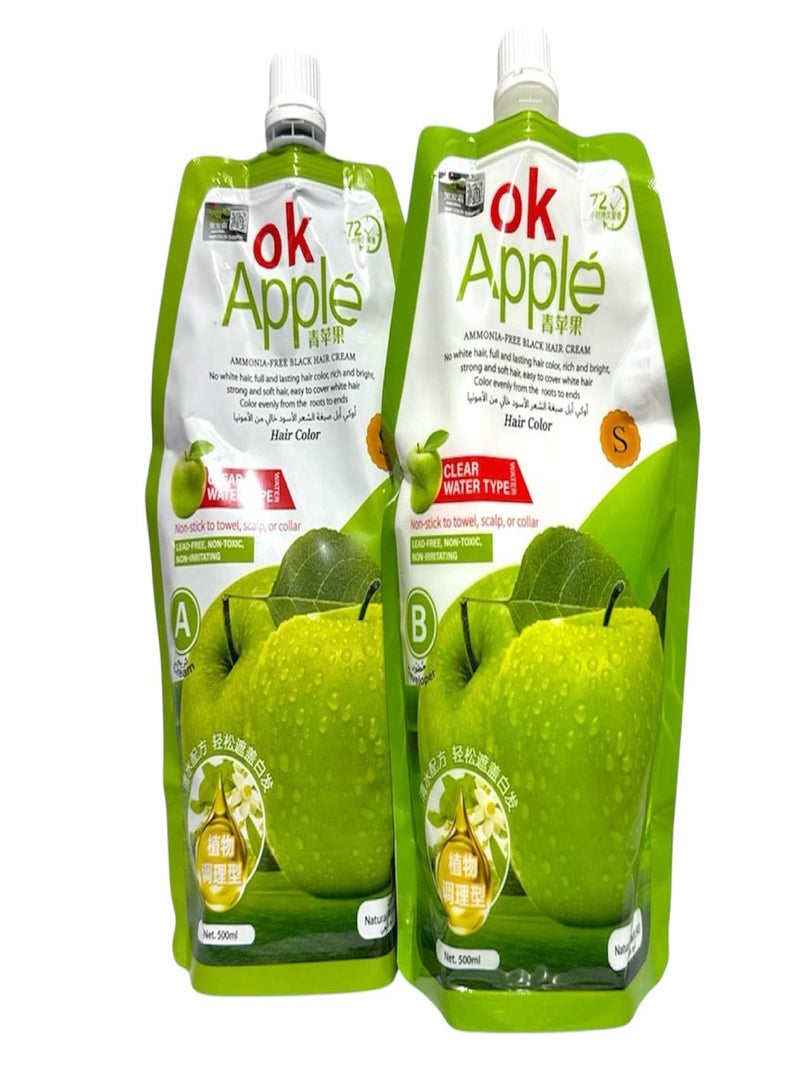 أوكيه صبغة شعر اوكي أبل كريم لون شعر أسود طبيعي 500X2 مل (أسود طبيعي) - Image 3