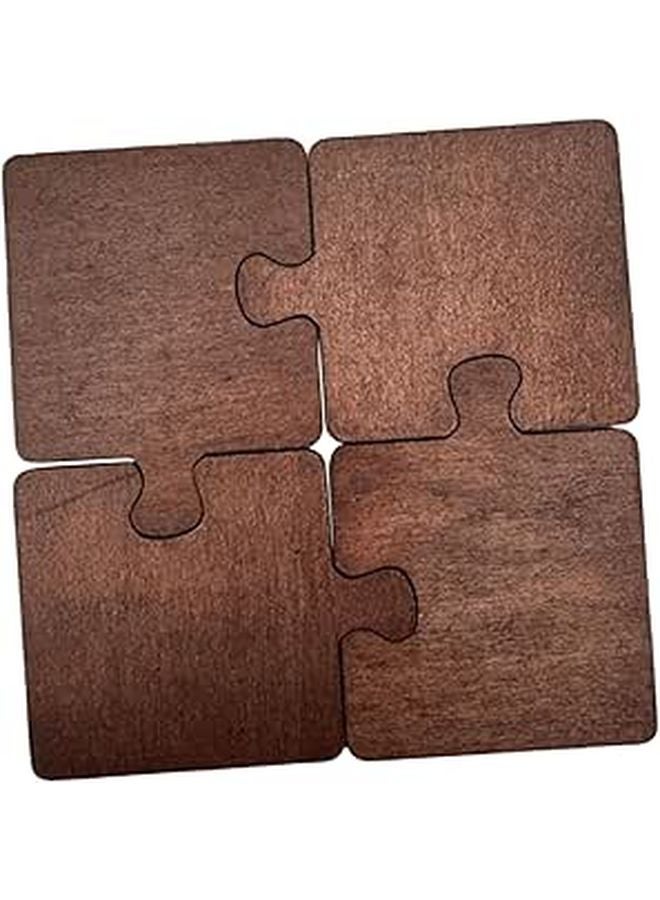 4Pcs Wooden Puzzle Coaster Set Reusable Table Protector For Drinks - Image 1
