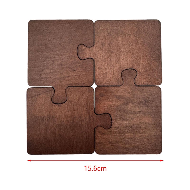 4Pcs Wooden Puzzle Coaster Set Reusable Table Protector For Drinks - Image 4