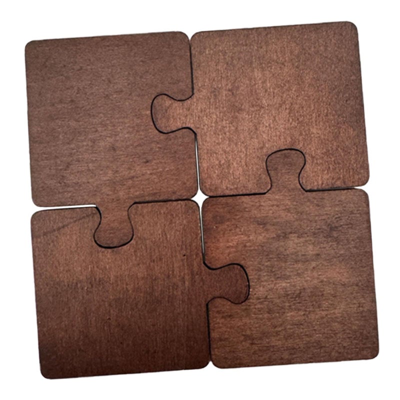 4Pcs Wooden Puzzle Coaster Set Reusable Table Protector For Drinks - Image 2