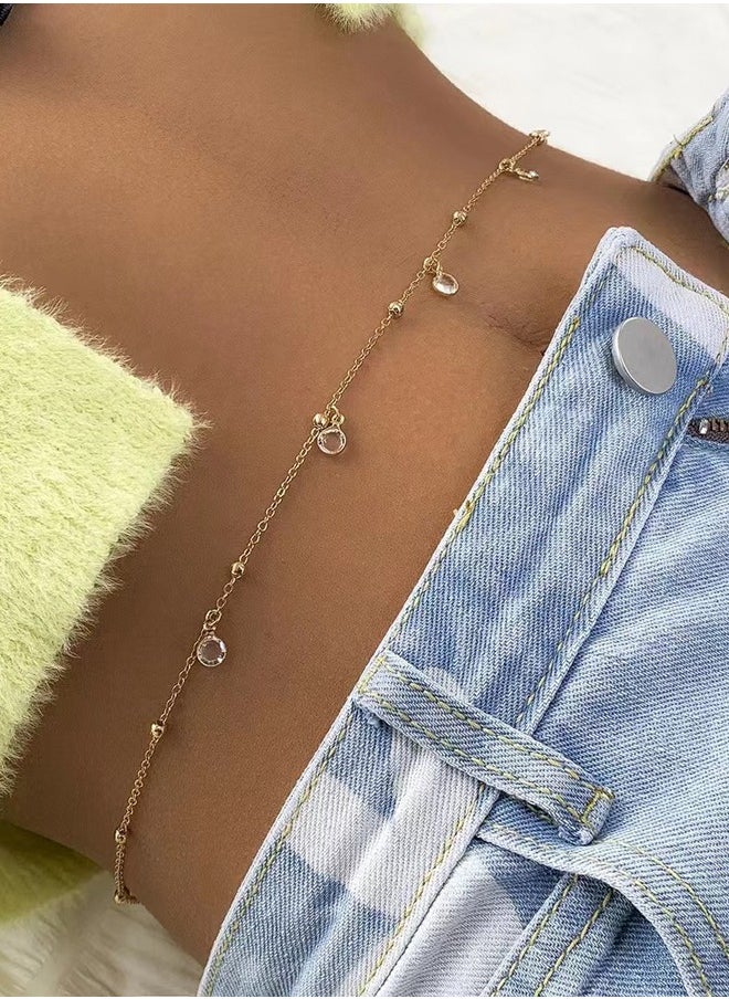Crystal Pendant Flat Diamond Waist Chain Tassel Metal Chain Simple and Beautiful  - Image 3