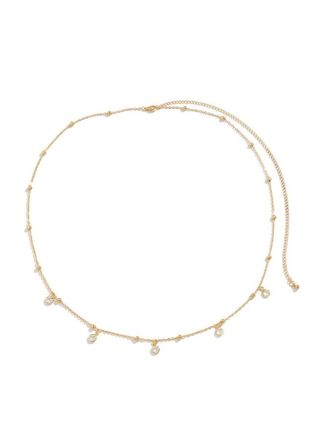 Crystal Pendant Flat Diamond Waist Chain Tassel Metal Chain Simple and Beautiful  - Image 2