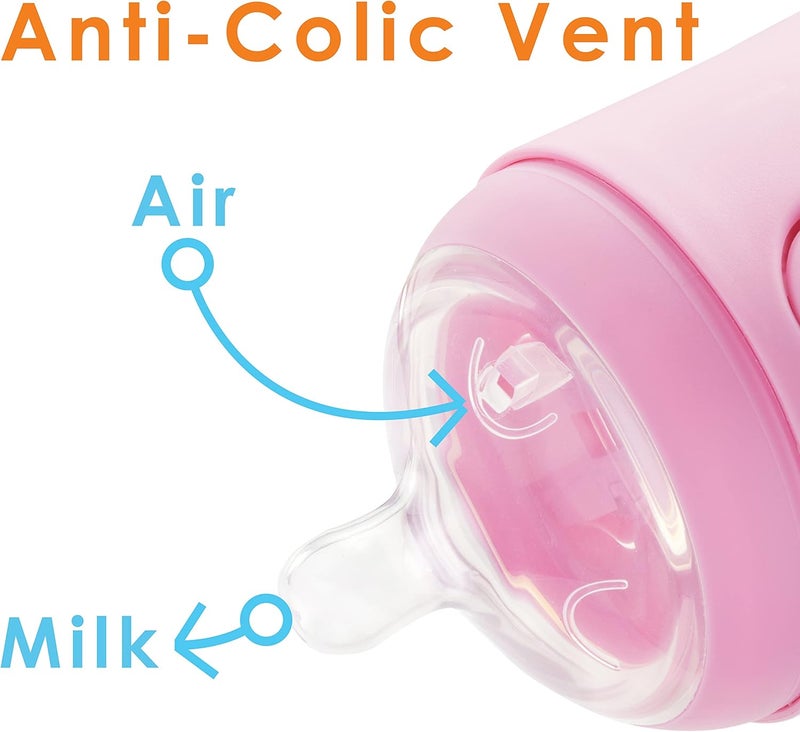 PopYum Pink Formula Making Baby Bottle Starter Set - 4-Pack with 2x 5oz Slow Flow and 2x 9oz Medium Flow Bottles - Image 5