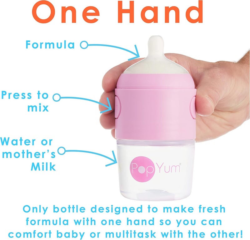 PopYum Pink Formula Making Baby Bottle Starter Set - 4-Pack with 2x 5oz Slow Flow and 2x 9oz Medium Flow Bottles - Image 3