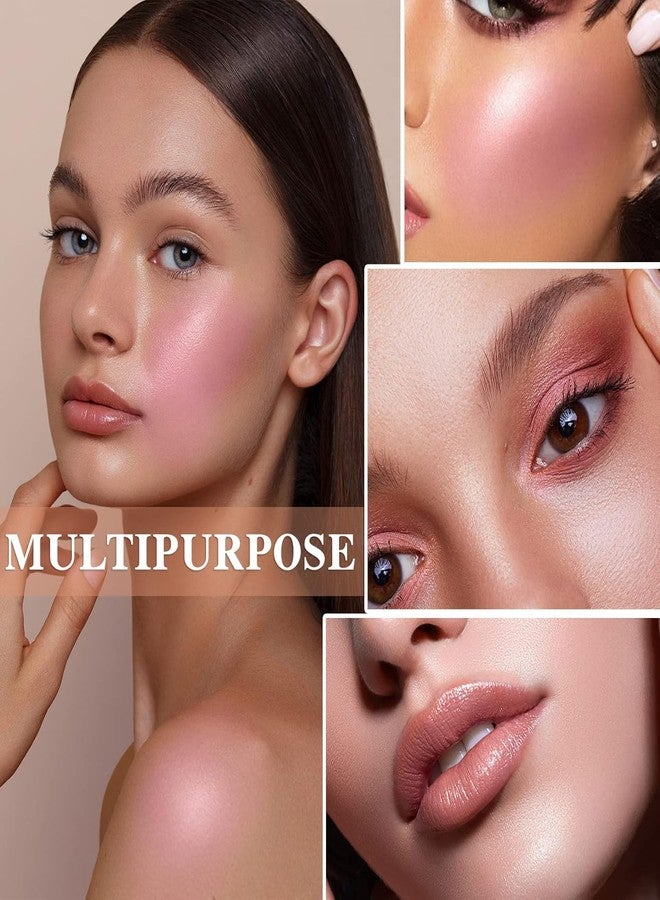 TopFinder® Powder Blusher 4-in-1 Palette with Brush | Shimmer Blush, Pink Blush Cheek & Highlighter Stick | Long-Lasting, Buildable & Waterproof Face Blush | Suits All Skin Tones - Image 4
