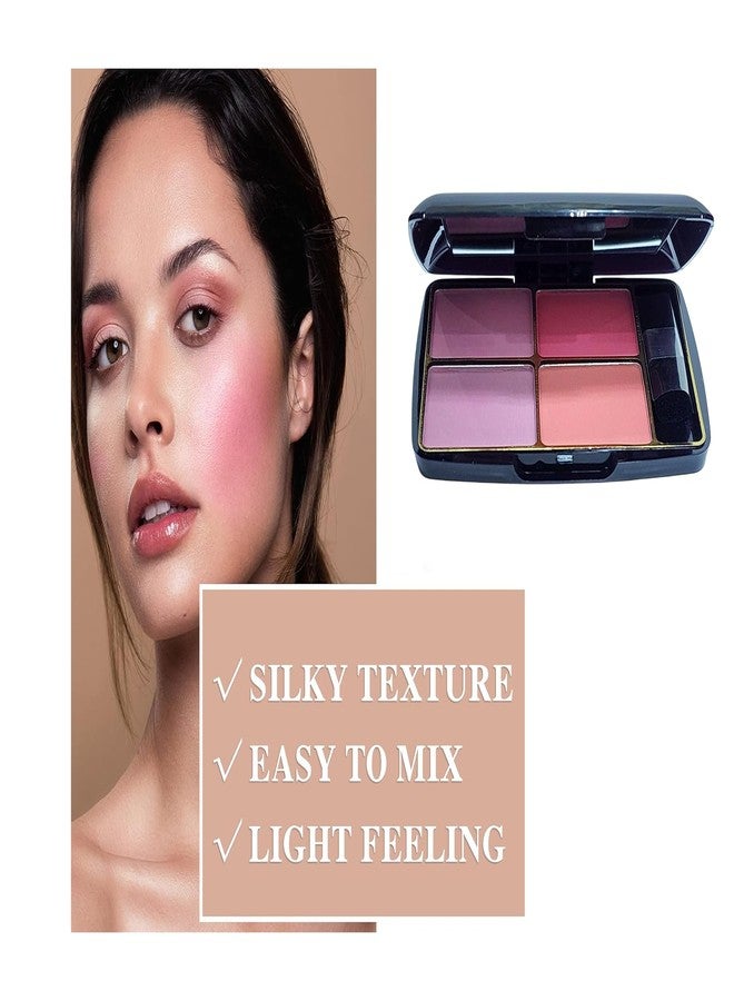 TopFinder® Powder Blusher 4-in-1 Palette with Brush | Shimmer Blush, Pink Blush Cheek & Highlighter Stick | Long-Lasting, Buildable & Waterproof Face Blush | Suits All Skin Tones - Image 2