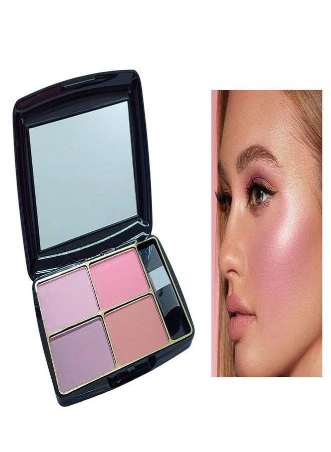 TopFinder® Powder Blusher 4-in-1 Palette with Brush | Shimmer Blush, Pink Blush Cheek & Highlighter Stick | Long-Lasting, Buildable & Waterproof Face Blush | Suits All Skin Tones - Image 1