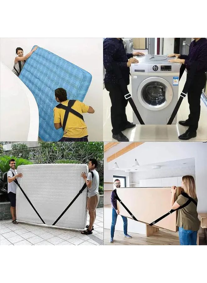 Black Heavy Duty Adjustable Moving Rope For Two Workers Lifting Home Goods - Image 3