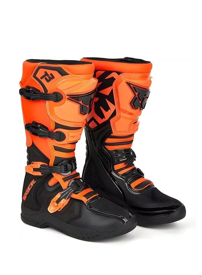 T2 Pair of Pro-Style Motocross Rider's Leather Boots T3-E00I Motorcycle Leather Boots for Off-Road Dirt Bike Riders | Leather Boots with Locking Straps, Air Mesh lining with Ankle Support System. - Image 1