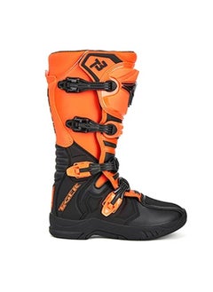 T2 Pair of Pro-Style Motocross Rider's Leather Boots T3-E00I Motorcycle Leather Boots for Off-Road Dirt Bike Riders | Leather Boots with Locking Straps, Air Mesh lining with Ankle Support System.  - Image 2