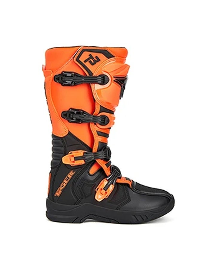 T2 Pair of Pro-Style Motocross Rider's Leather Boots T3-E00I Motorcycle Leather Boots for Off-Road Dirt Bike Riders | Leather Boots with Locking Straps, Air Mesh lining with Ankle Support System. - Image 2