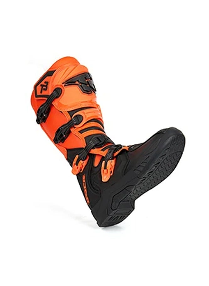 T2 Pair of Pro-Style Motocross Rider's Leather Boots T3-E00I Motorcycle Leather Boots for Off-Road Dirt Bike Riders | Leather Boots with Locking Straps, Air Mesh lining with Ankle Support System. - Image 4