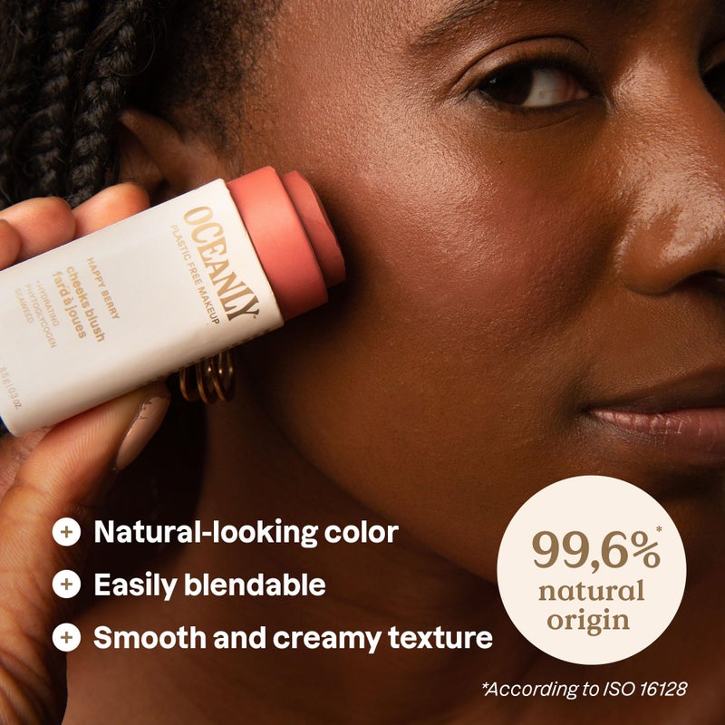 ATTITUDE Oceanly Plastic-Free Lightweight Blush Stick, Titanium Dioxide-Free, EWG Verified, Vegan & Cruelty-free Makeup, Happy Berry, 0.3 Ounces - Image 2
