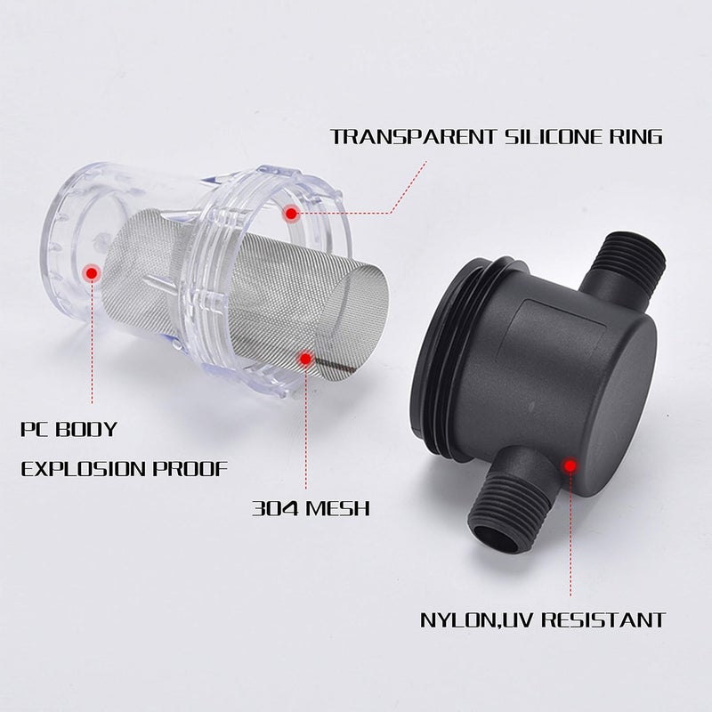 IMXMI Water Filter, 1/2'' Female Twist-On Pipe Strainer, Nylon PA66 cover, PC bowl, 304 Stainless Screen(40 and 80 Mesh) - Image 3