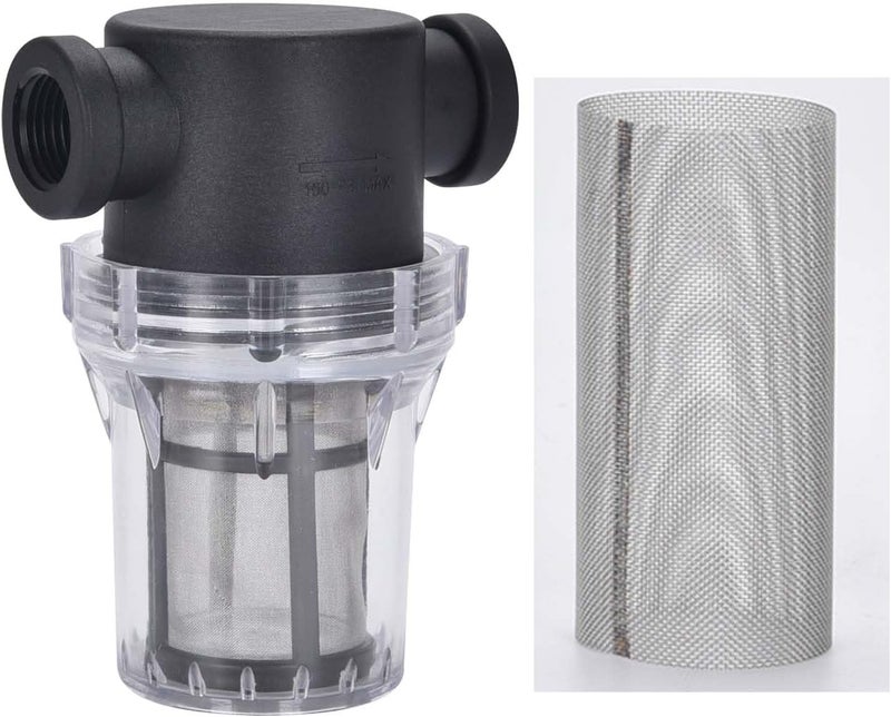 IMXMI Water Filter, 1/2'' Female Twist-On Pipe Strainer, Nylon PA66 cover, PC bowl, 304 Stainless Screen(40 and 80 Mesh) - Image 1