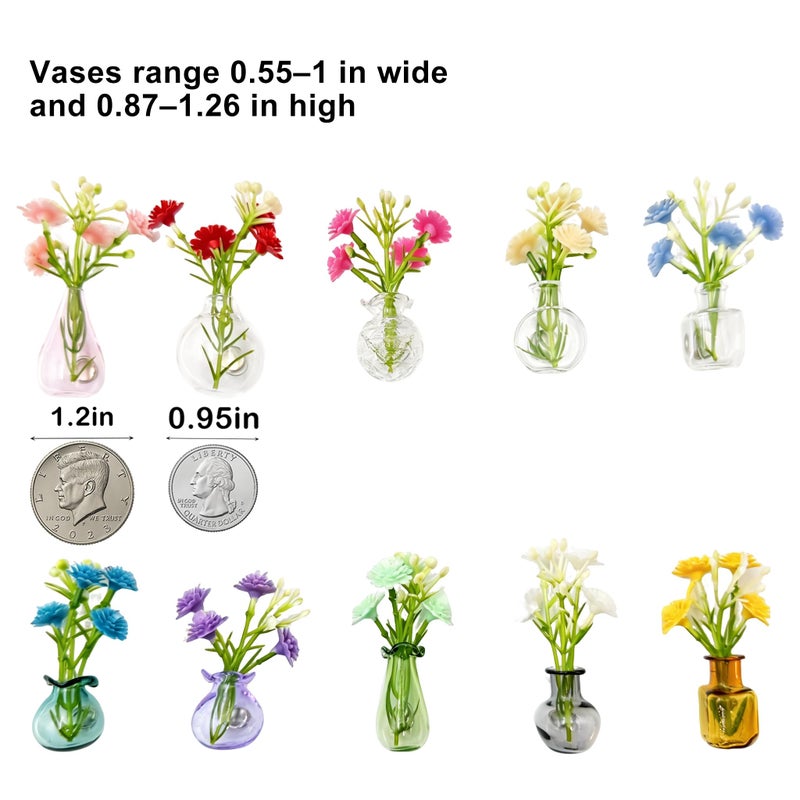 DUMPILL Mini Vase Magnets for Fridge, 10pack Cute Tiny Magnetic Glass Vases Refrigerator Accessories, Real Flowers Pot Magnet, Funny Aesthetic Plant Pot Locker Office Kitchen Decoration, Small Magnet Bud - Image 3
