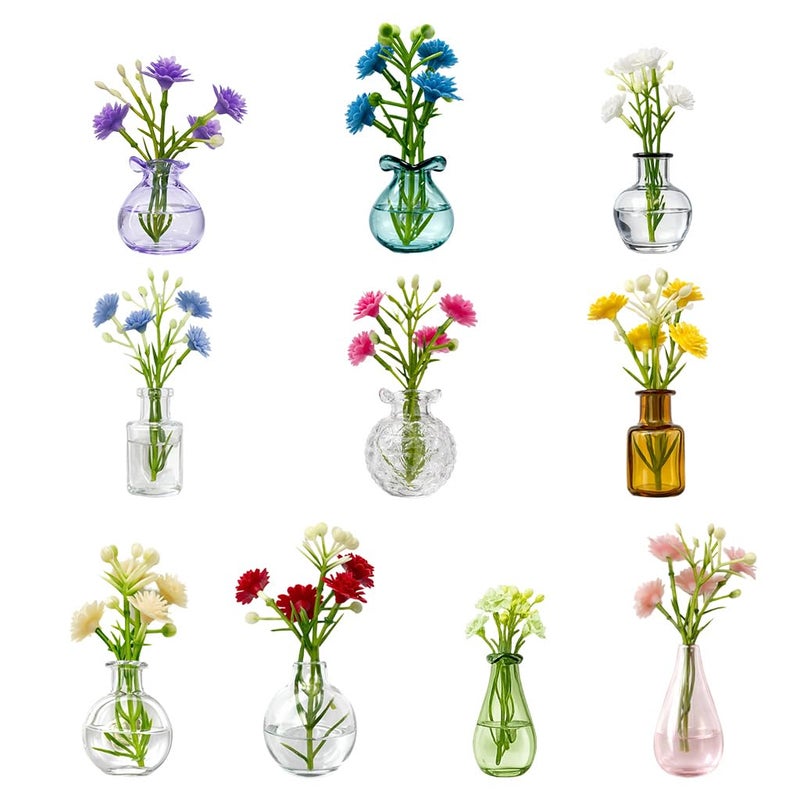DUMPILL Mini Vase Magnets for Fridge, 10pack Cute Tiny Magnetic Glass Vases Refrigerator Accessories, Real Flowers Pot Magnet, Funny Aesthetic Plant Pot Locker Office Kitchen Decoration, Small Magnet Bud - Image 1