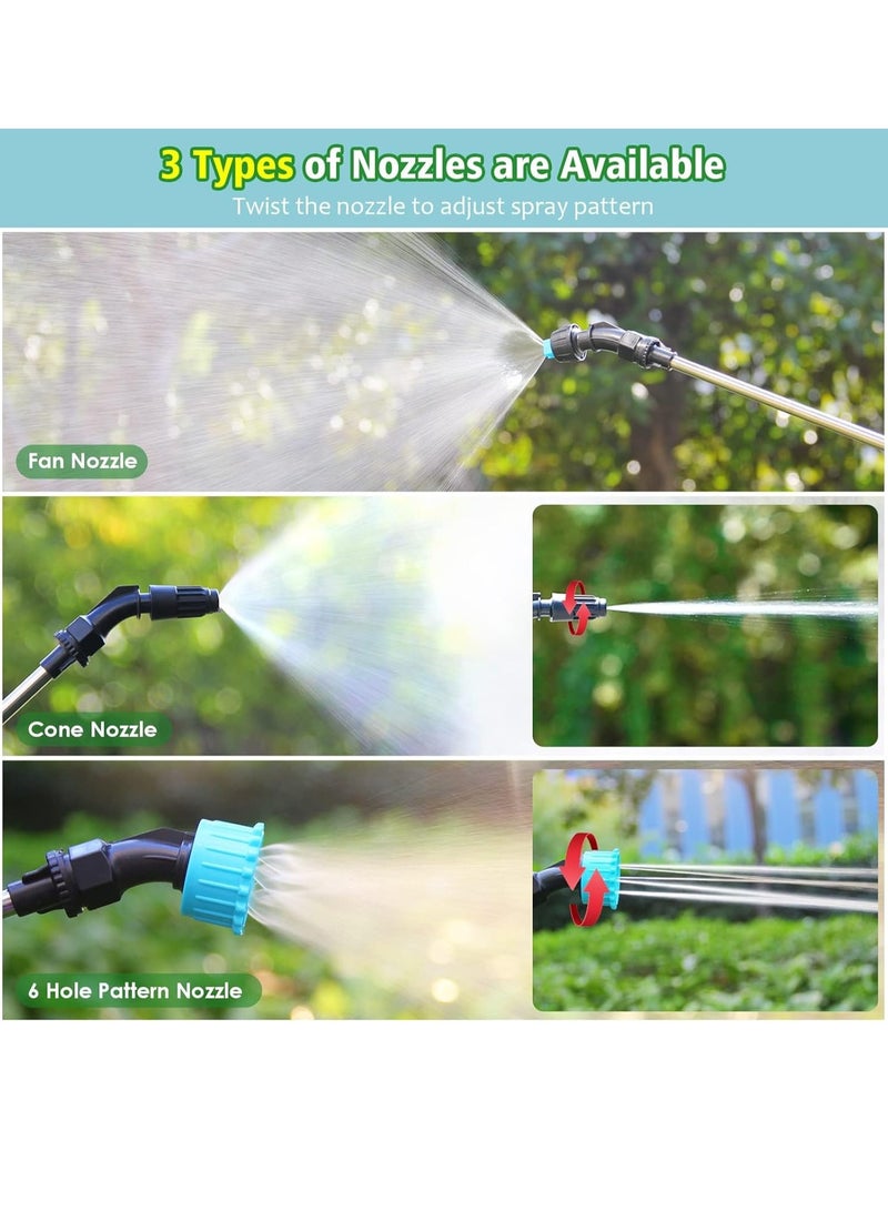 Excefore Battery Powered Sprayer 2 Gallon, Upgrade Powerful Electric Sprayer with 3 Mist Nozzles, Retractable Wand, Rechargeable Handle, Garden Sprayer with Adjustable Shoulder Strap for Lawn & Garden - Image 4