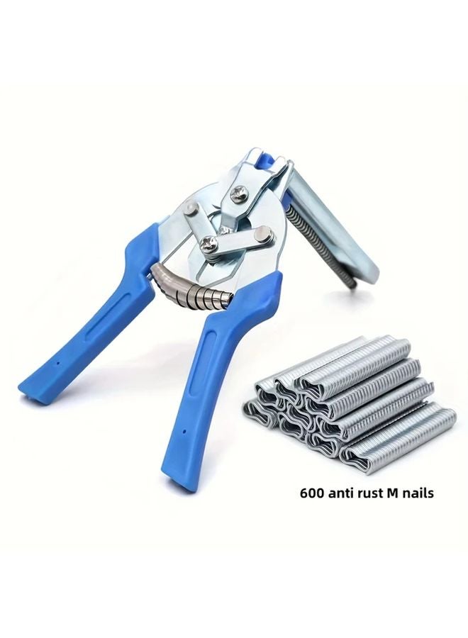 Clamp With 600 Nails Animal Cage Hog Ring Pliers Tool M Clips Staples Chicken Mesh Wire Fencing - Image 1