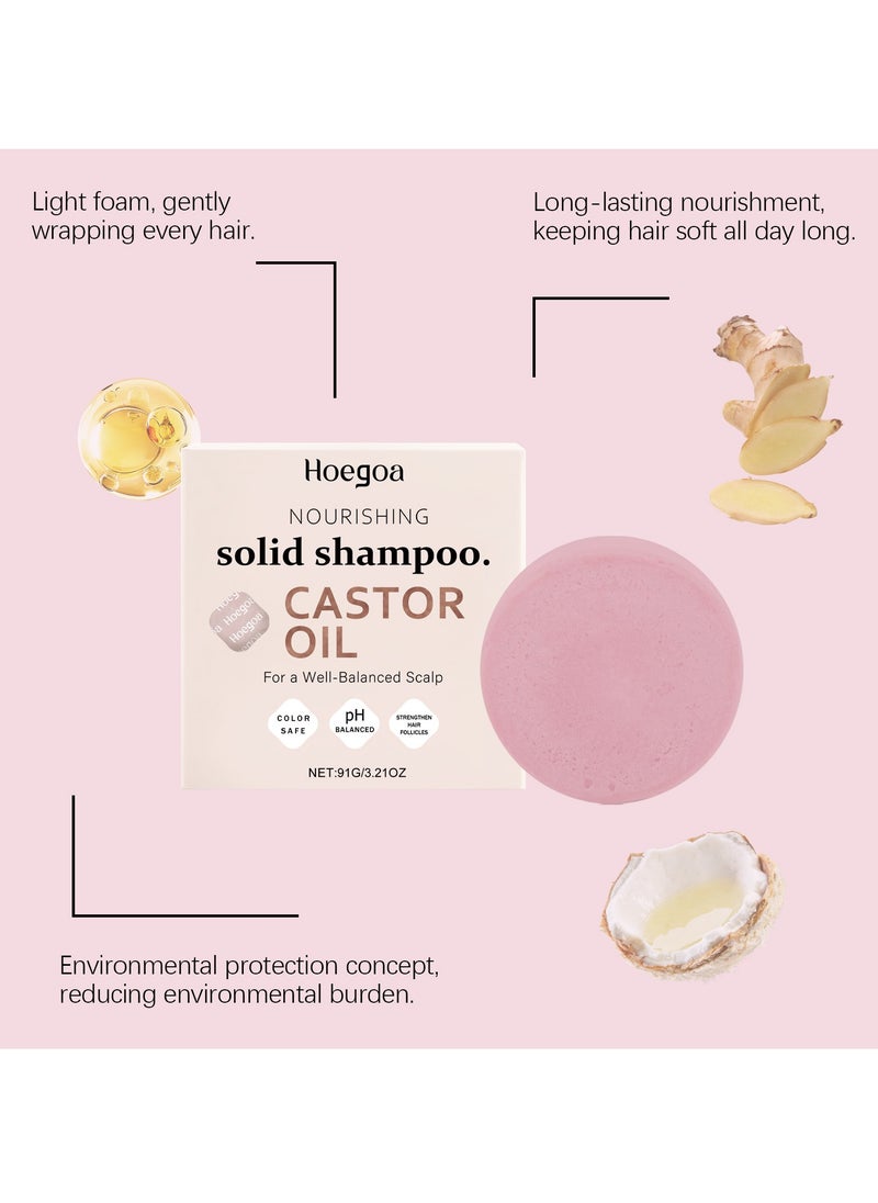 HOEGOA - Castor Oil Shampoo Bar & Shea Butter Deep-Moisturizing Conditioner Bar - Hydrating for Dull & Dry Hair, Strengthen & Restore Damage Hair, 2pcs Set - Image 1