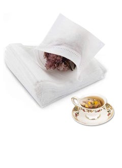 SYOSI Tea Filter Muslin Drawstring Bags Disposable Tea Filter Bags Empty Cotton Seal Filter Tea Bags, Disposable Tea Infuser, safe, Strong Penetration for Loose Leaf Tea and Coffee (100 PCS)  - Image 1