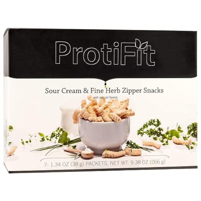 PROTIFIT - High Protein Diet Zipper Snacks, 15g Protein, Low Calorie, Low Sugar, Low Fat, Ideal Protein Compatible, 7 Servings Per Box (Sour Cream & Fine Herb) - Image 1