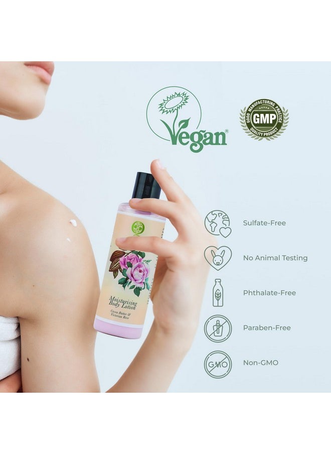 QAADU - Moisturizing Body Lotion With Cocoa Butter & Victorian Rose, 200 Ml - Deep Hydration For Soft, Glowing Skin, With Aloe Vera & Olive Oil, Quick Absorbing, Suitable For All Skin Types - Image 1