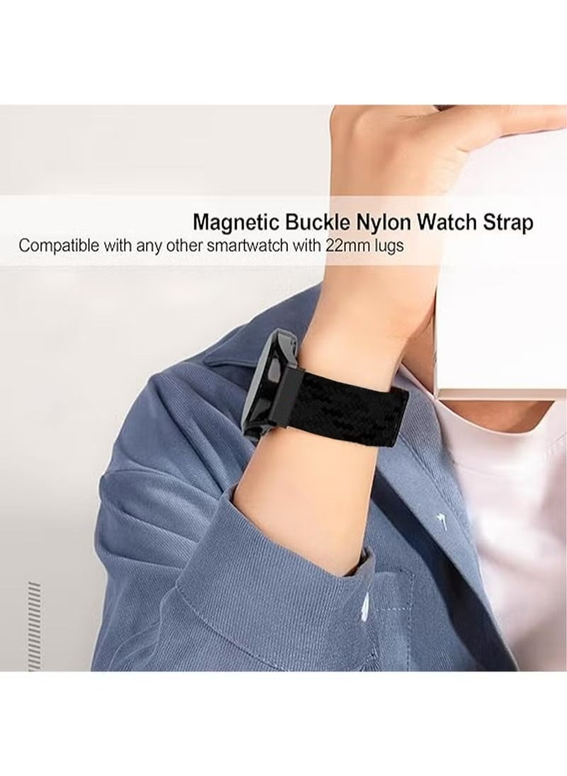 X-level - 22mm Magnetic Nylon Watch Straps Compatible With Huawei Watch GT 3 46mm/Huawei Watch 4/GT4 46mm/GT2e 46mm/GT2 46mm/ClassicSamsung Galaxy Watch 3 45mm, Sport Adjustable Replacement Band For Women Men - Image 1