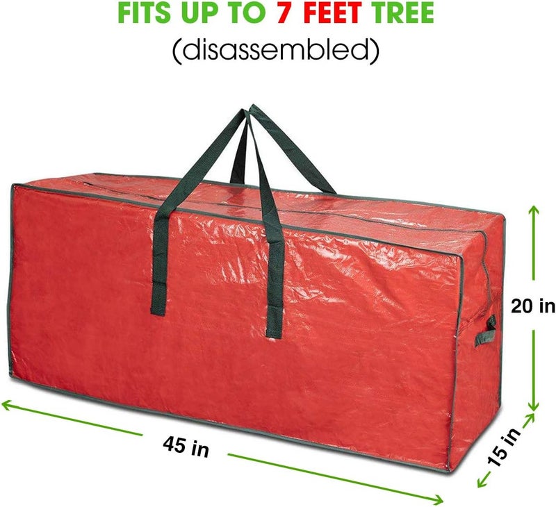 ProPik Christmas Tree Storage Bag | Fits Up to 7 ft. Tall Disassembled Tree | 45" x 15" x 20" Holiday Artificial Tree Storage Case | Perfect Xmas Storage Container with Handles and Sleek Zipper (Red) - Image 2