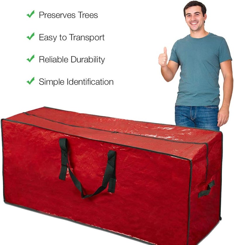 ProPik Christmas Tree Storage Bag | Fits Up to 7 ft. Tall Disassembled Tree | 45" x 15" x 20" Holiday Artificial Tree Storage Case | Perfect Xmas Storage Container with Handles and Sleek Zipper (Red) - Image 4