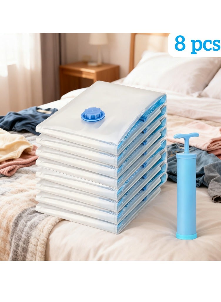 Premium Vacuum Storage Bags 70x100cm, 8 Pack, Reusable Space Saving Storage Bags for Clothes, Mattresses, Blankets, Duvets, Pillows, Quilts, Comforters, Travel (with Hand Pump) - Image 1
