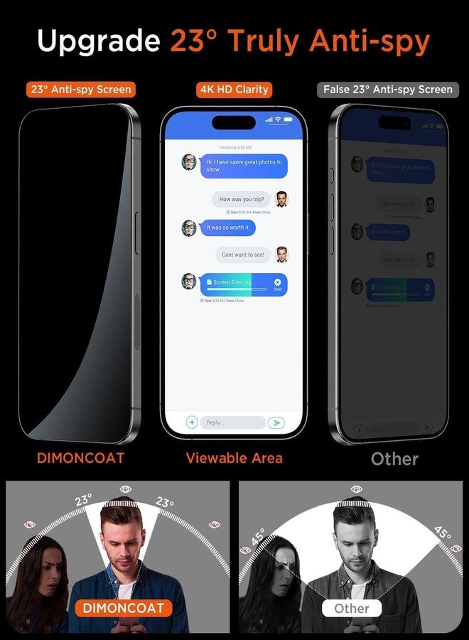 DIMONCOAT iPhone 15 Pro Max Screen Protector, 10X Military Grade Protection, 15 Pro Max 6.7 Inch Screen Protector, Case Friendly 4 Pack - Image 3