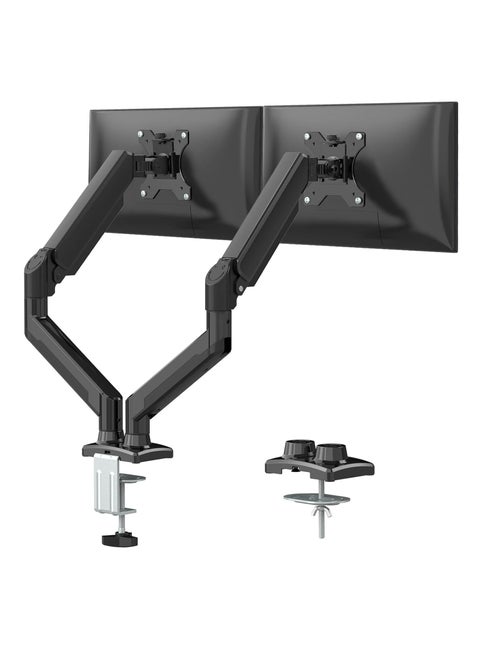 Dual Monitor Mount Stand, Articulating Gas Spring Monitor Arm, Adjustable Monitor Stand, Monitor Desk Mount with Clamp and Grommet Base - Fits 17 to 32 Inch  Computer Monitors