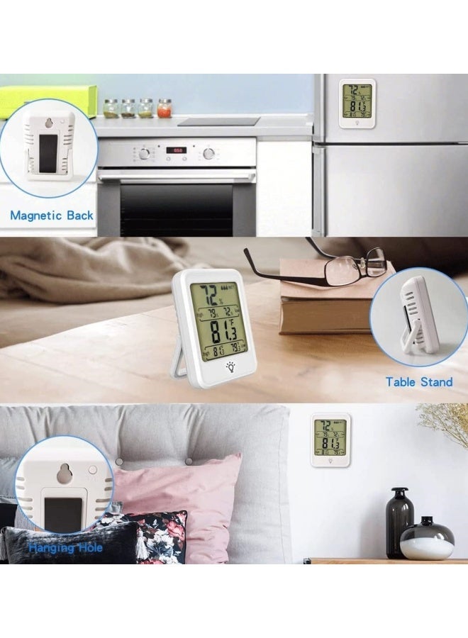 SUPER SO Indoor Thermometer Digital Hygrometer Room Thermometer Humidity Monitor with Backlight, Suitable for Bedroom, Baby Room, Wine Cellar, Laboratory (White) - Image 4
