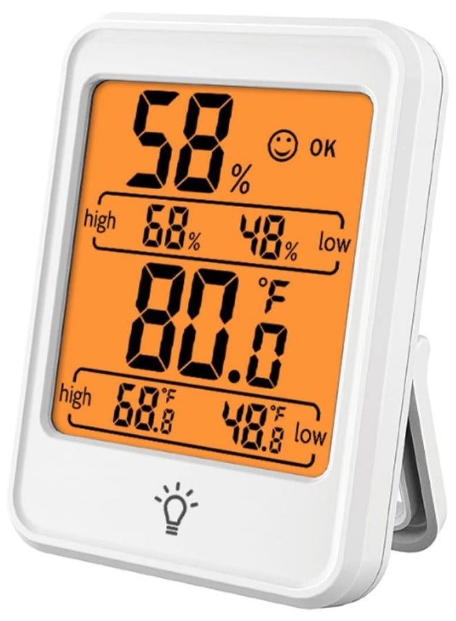 SUPER SO Indoor Thermometer Digital Hygrometer Room Thermometer Humidity Monitor with Backlight, Suitable for Bedroom, Baby Room, Wine Cellar, Laboratory (White) - Image 1